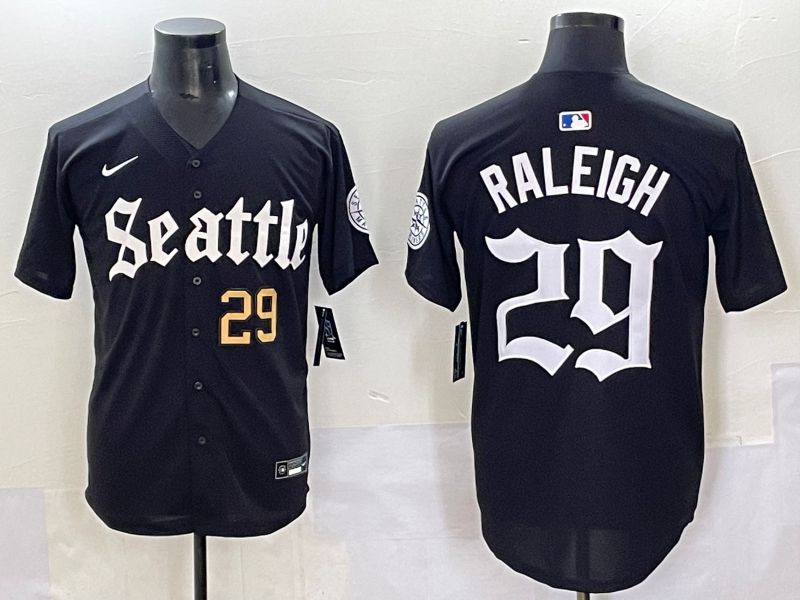 Men 2025 Seattle Mariners #29 Raleigh Black Five generations Joint Name Nike MLB Jersey style 6232->seattle mariners->MLB Jersey